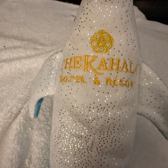 The Kahala Blue and White Large Plush Dolphin with Logo 14” long - Picture 3 of 6